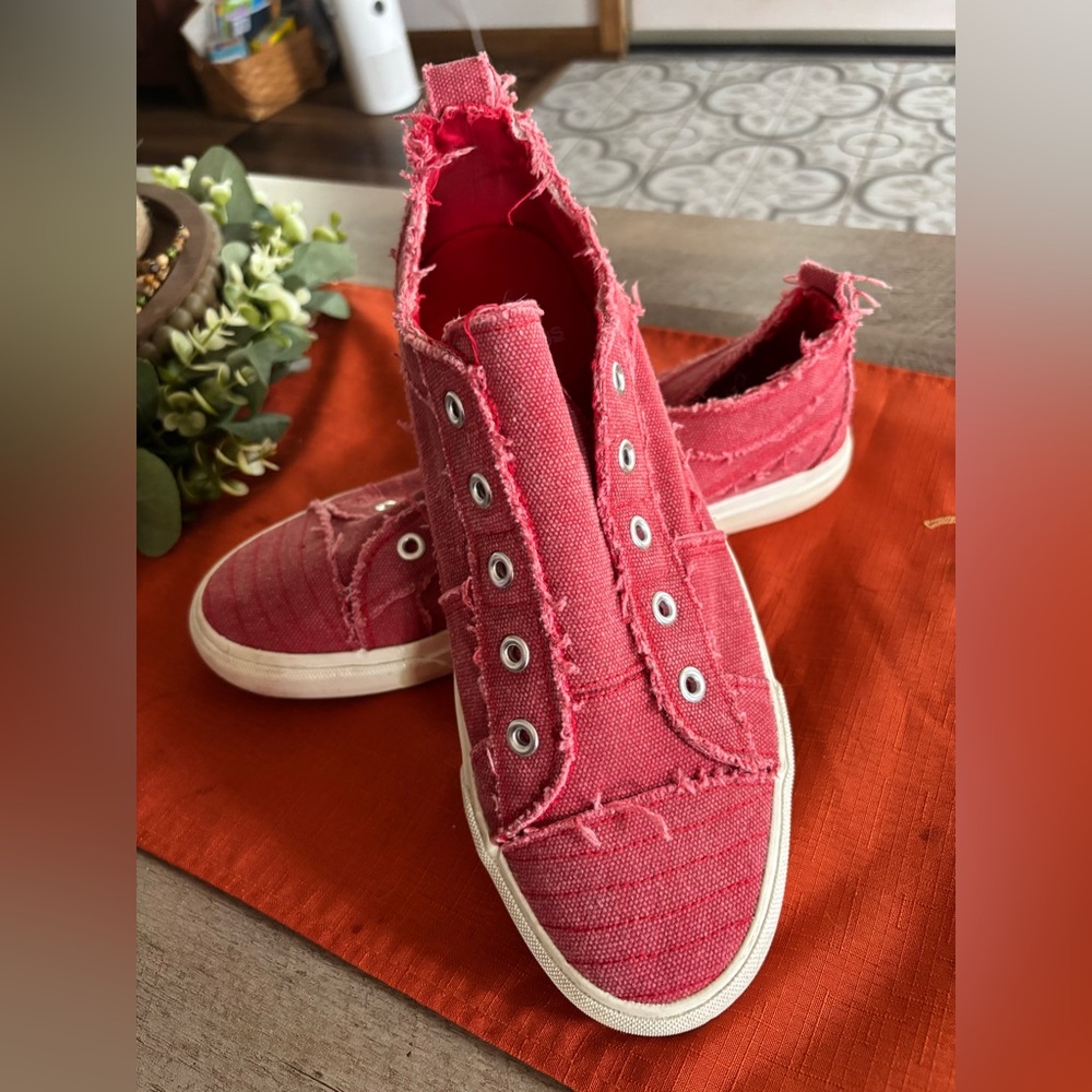Corkys Vibrant Red Canvas Slip-Ons